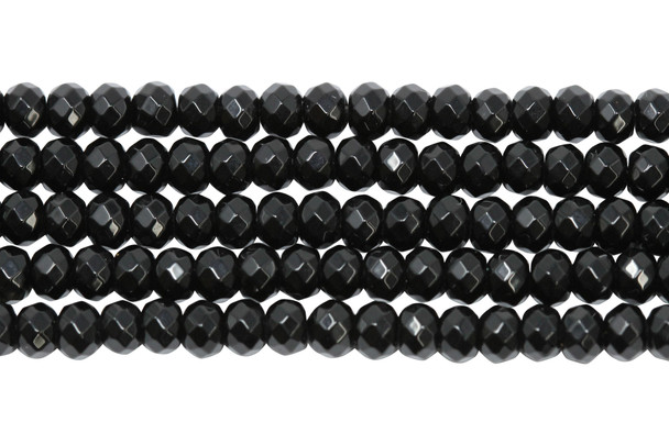 Black Onyx Polished 2x4mm Faceted Rondel