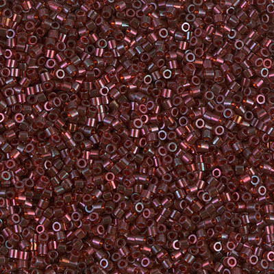 Delicas Size 15 Miyuki Seed Beads -- 105 Transparent Red / Gold Luster