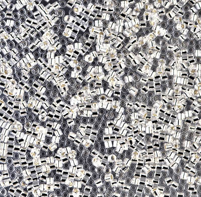 Delicas Size 15 Miyuki Seed Beads -- 041 Crystal / Silver Lined