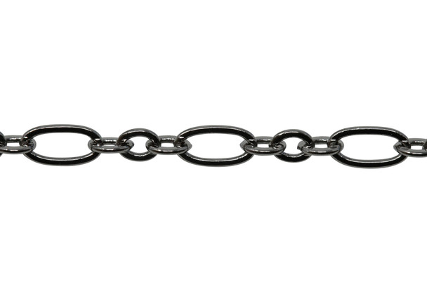 Gunmetal 6.4x3mm and 3.5mm Oval Cable Chain - Sold By 6 Inches