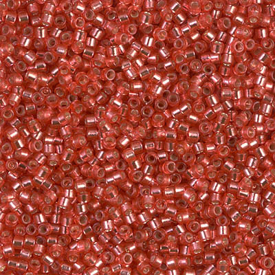 Delicas Size 11 Miyuki Seed Beads -- 2159 Duracoat Light Cranberry / Silver Lined