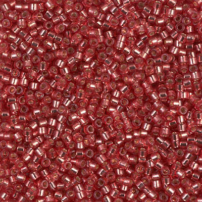Delicas Size 11 Miyuki Seed Beads -- 2152 Duracoat Light Watermelon / Silver Lined