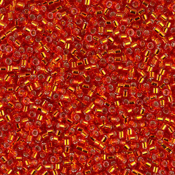 Delicas Size 11 Miyuki Seed Beads -- 043 Red-Orange / Silver Lined