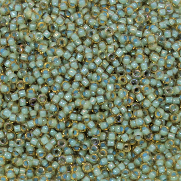 Size 15 Toho Seed Bead -- 374J Light Topaz / Sage Lined