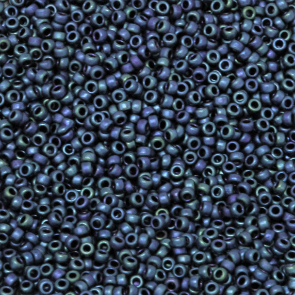 Size 15 Miyuki Seed Beads -- F460K Blue Cardinal Iris Matte