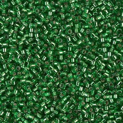 Delicas Size 11 Miyuki Seed Beads -- 046 Light Green / Silver Lined