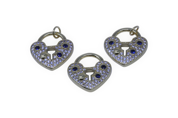 Gold Plated Micro Pave 17x18mm Heart Lock Charm