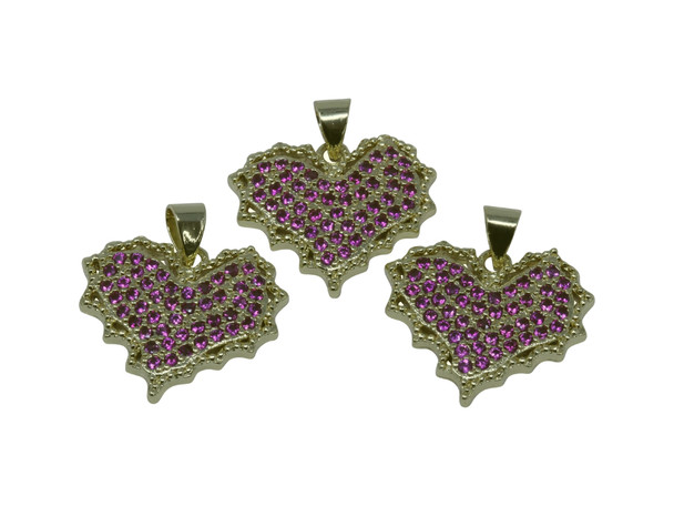 Gold Plated Micro Pave 18x20mm Maple Leaf Heart Charm