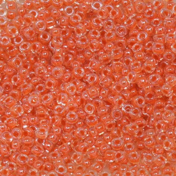 Size 11 Miyuki Seed Beads -- 203B Crystal Luster / Orange Lined
