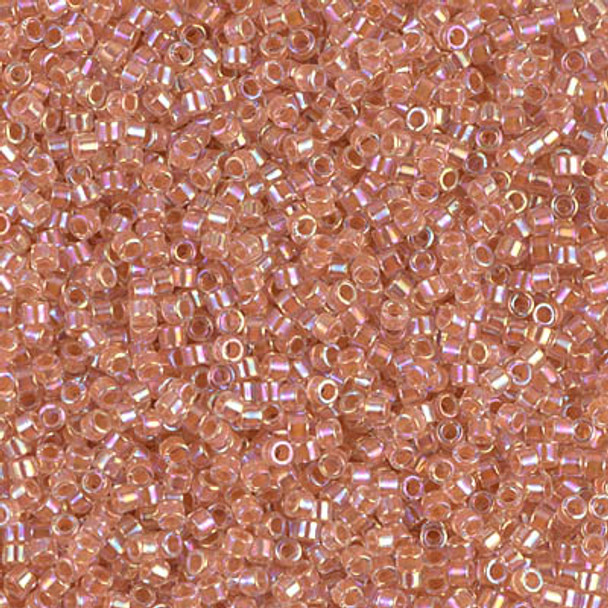 Delicas Size 11 Miyuki Seed Beads -- 054 Crystal AB / Peach Lined