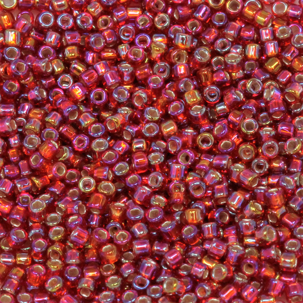 Size 11 Matsuno Seed Beads -- 638 Ruby AB / Silver Lined