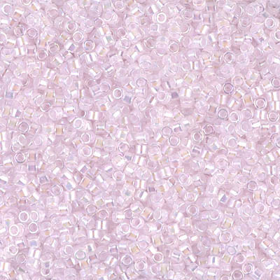 Delicas Size 11 Miyuki Seed Beads -- 055 Crystal AB / Pale Pink Lined
