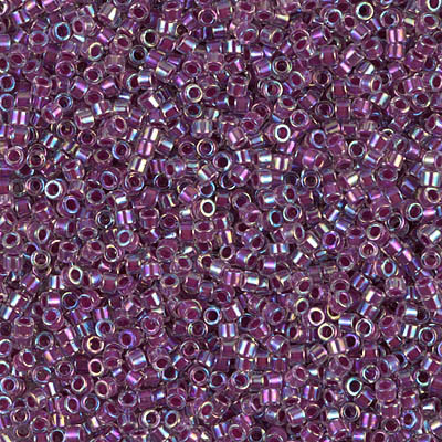 Delicas Size 11 Miyuki Seed Beads -- 056 Crystal AB / Magenta Lined