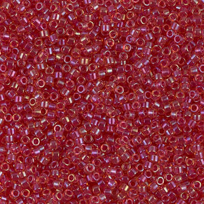 Delicas Size 11 Miyuki Seed Beads -- 062 Crystal AB / Cranberry Lined