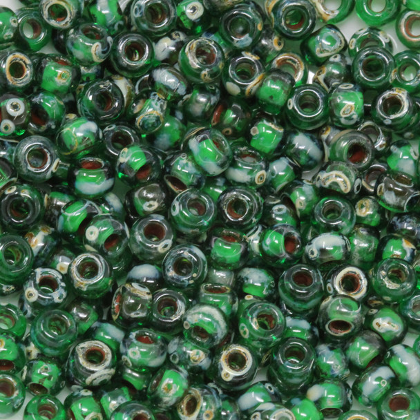 Size 6 Miyuki Seed Beads -- 4507 Picasso Transparent Green