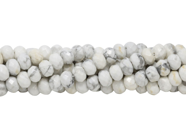 Howlite Polished White 5x8mm Faceted Rondelle