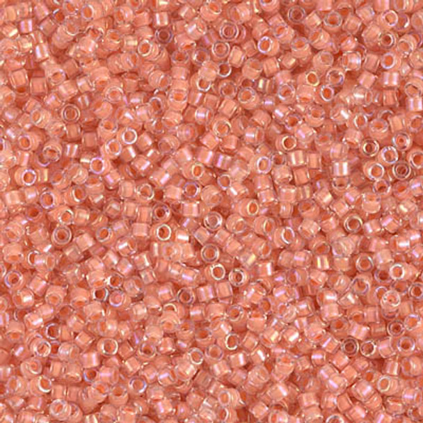 Delicas Size 11 Miyuki Seed Beads -- 068 Crystal AB / Orange - Yellow Lined