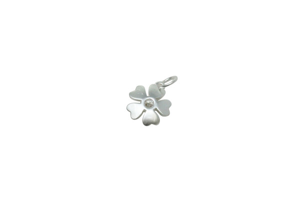 Silver 10mm Flower Micro Pave Charm