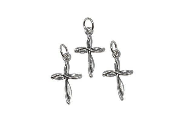Sterling Silver 12.2x20.8mm Infinity Cross Charm