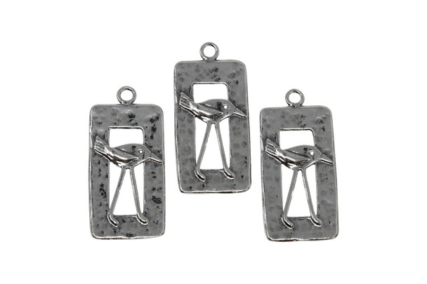 Sterling Silver 15x32mm Bird in Window Pendant