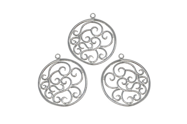 Sterling Silver 23.2x26mm Circle Charm