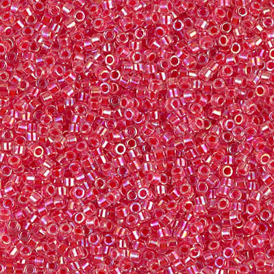 Delicas Size 11 Miyuki Seed Beads -- 075 Crystal AB / Dark Rose Lined