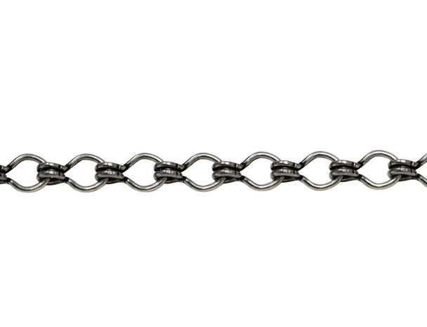 Antique Silver Plated 6x3.5mm Ladder Chain - Sold By 6 Inches