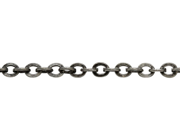 Antique Silver 4x2.5mm Cable Chain - Sold By 6 Inches