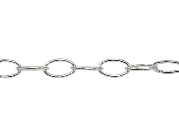 Silver 6x5mm Oval Cable Chain - Sold By 6 inches