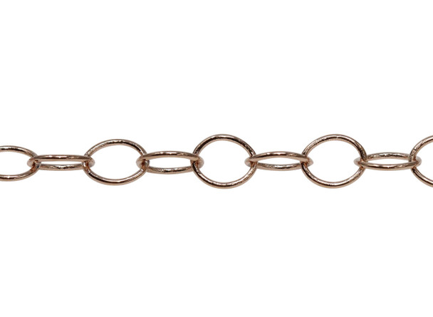 Rose Gold 6x5mm Oval Cable Chain - Sold By 6 inches