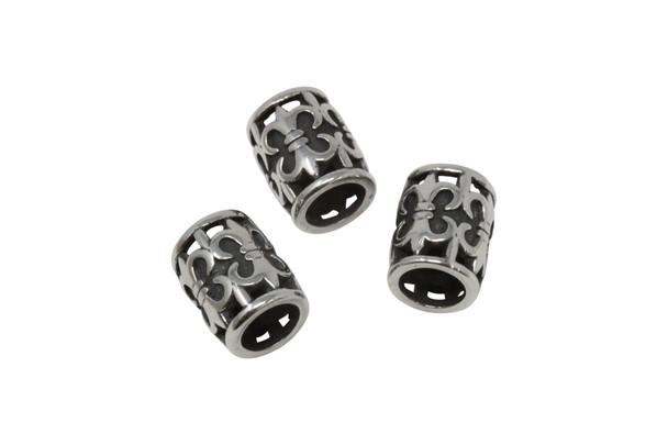 Stainless Steel 9x12mm Fleur de Lis Tube Bead