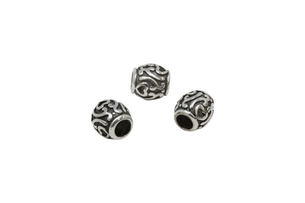 Stainless Steel 9x9mm Scroll Heart Barrel