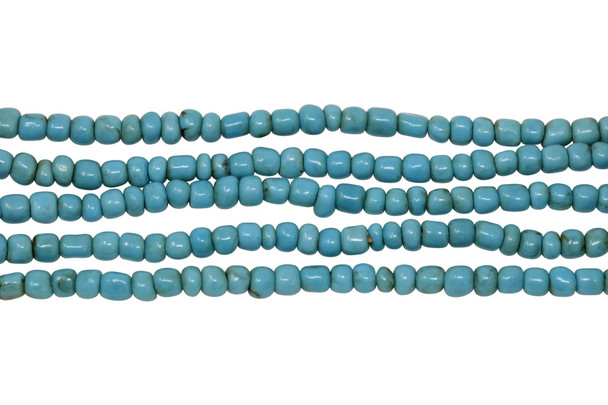 Vintage Maasai Glass Beads Polished 4-2mm Semi Round - Turquoise Bronze