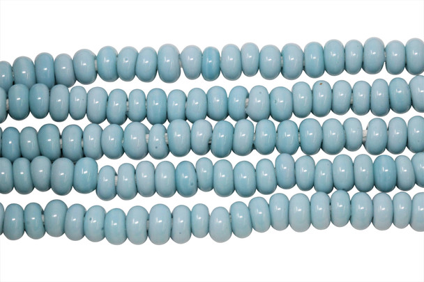 Ghana Glass Polished 6-7mm Spacer - Pale Blue