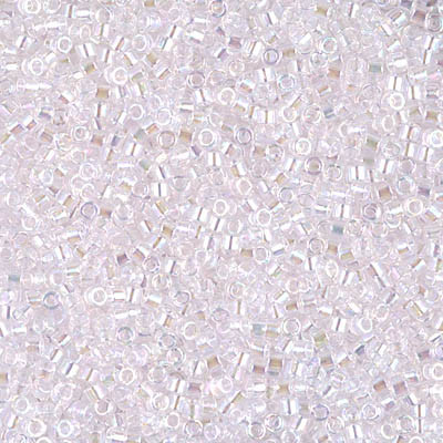 Delicas Size 11 Miyuki Seed Beads -- 082 Crystal AB / Light Pink Lined