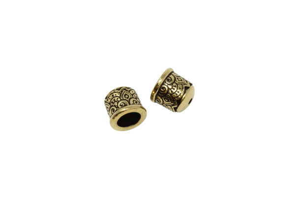 6mm Temple Cord End No Loop - Gold Plated