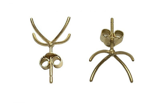 14K Gold over Sterling Silver Prong Huggies Stud Earrings - Sold as a Pair