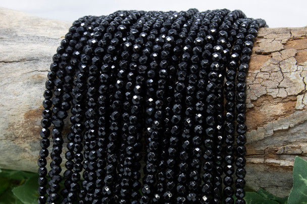 Black Onyx A Grade Polished 4mm Faceted Round - 64 Cut