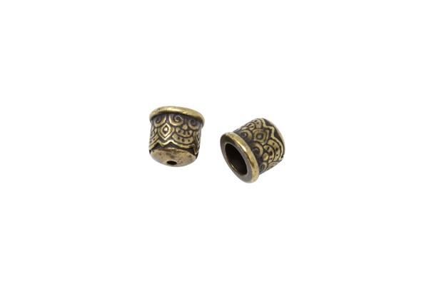 6mm Temple Cord End No Loop - Brass Plated