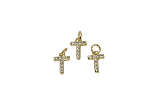 Gold Plated Micro Pave 8mm "T" Letter Charm