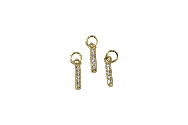 Gold Plated Micro Pave 8mm "I" Letter Charm