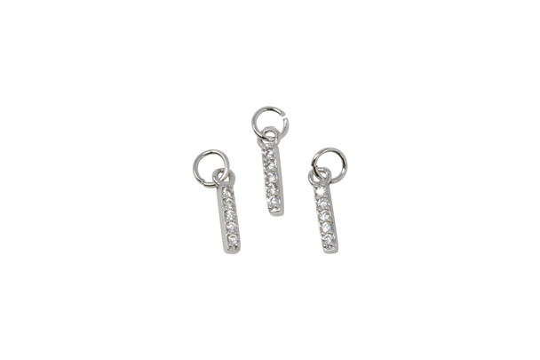 Silver Plated Micro Pave 8mm "I" Letter Charm
