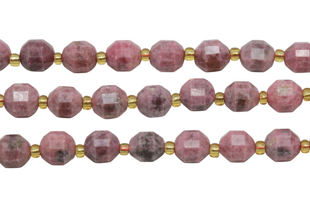 Rhodonite Polished 7x8mm Prism Rondelle