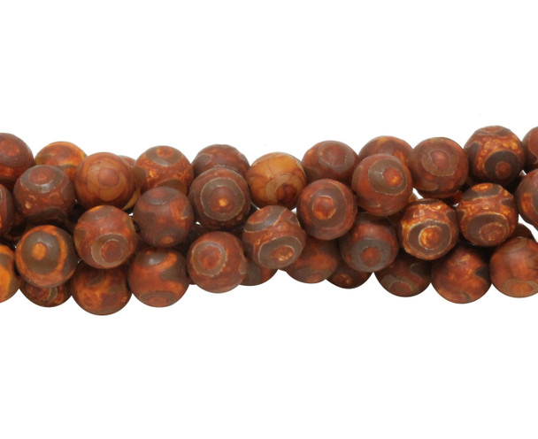 Tibetan Style Brown Antiqued Agate Matte 8mm Round