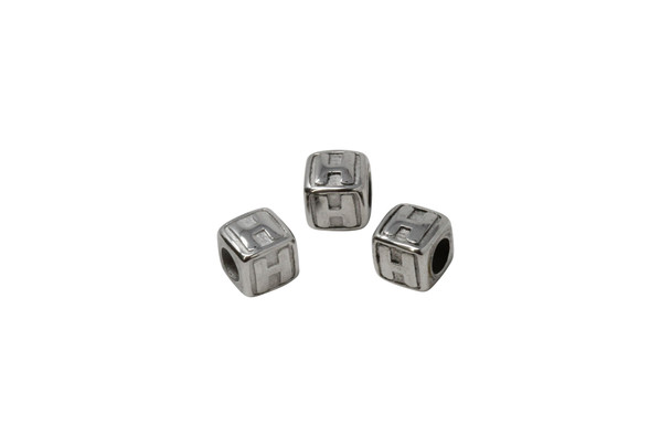 Stainless Steel 8mm "H" Letter Bead
