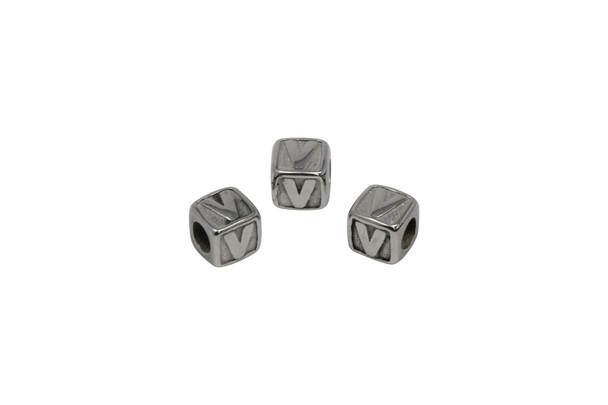 Stainless Steel 8mm "V" Letter Bead