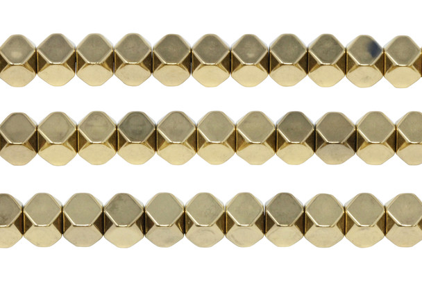 Gold Plated Hematite Polished 8mm Faceted Cube