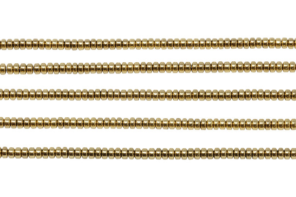 Gold Plated Hematite Polished 2x3mm Rondelle