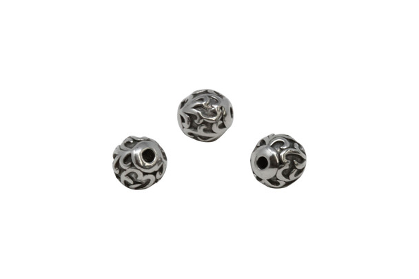 Stainless Steel 10mm Round Vine Bead