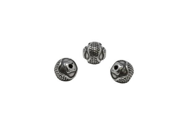 Stainless Steel 10mm Round Wave Bead
